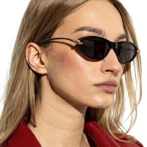 Retro Oval Cat Eye Sunglasses Women Metal Fashion UV400 Sun Glasses